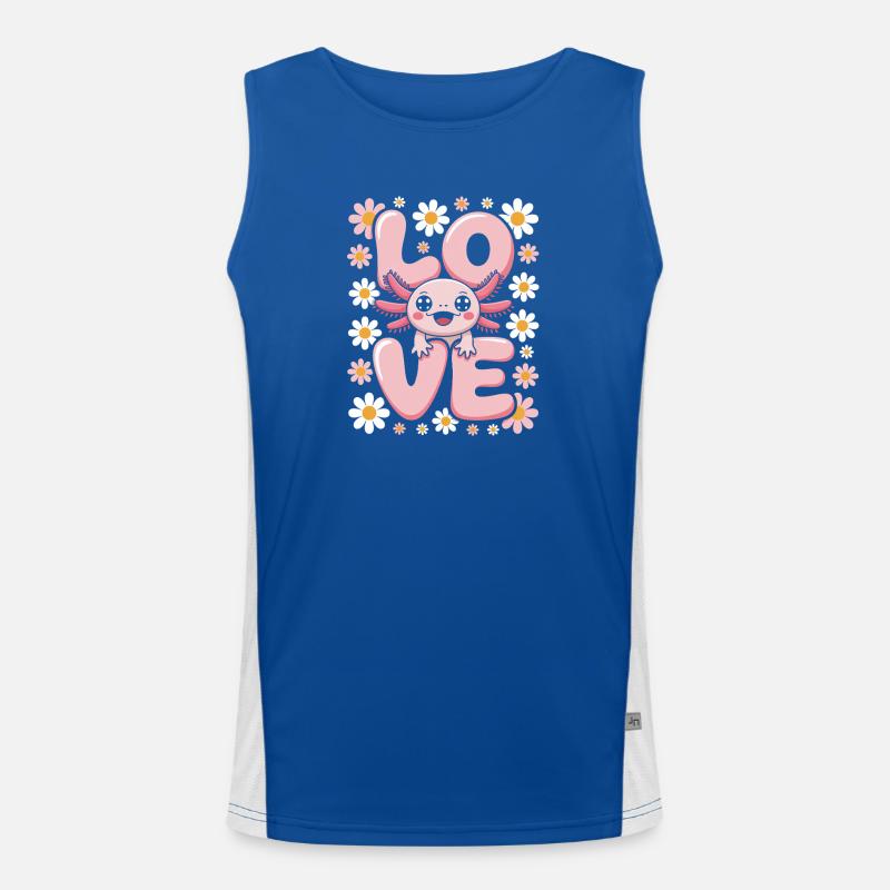 Liebe Daisy Bloom Kawaii Axolotl Funktionelles Kontrast-Tank Top für Männer 