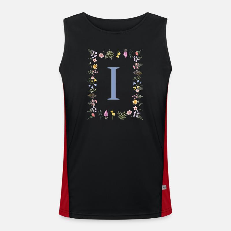 Floral Initial "I" Floral Monogram Men's Functional Contrast Tank Top 