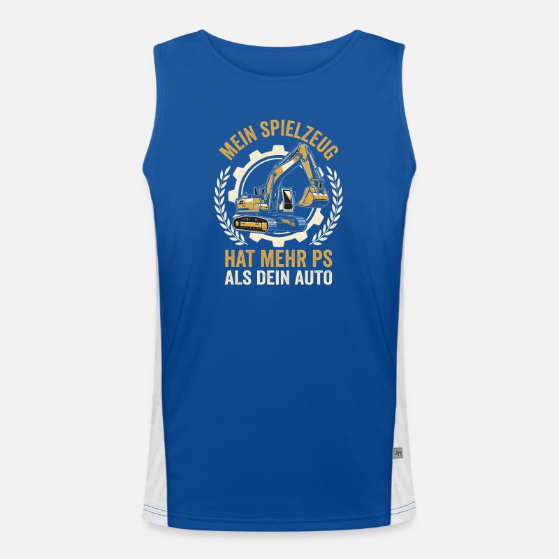 Baggerfahrer Spruch - Retro Baustelle Funktionelles Kontrast-Tank Top für Männer 