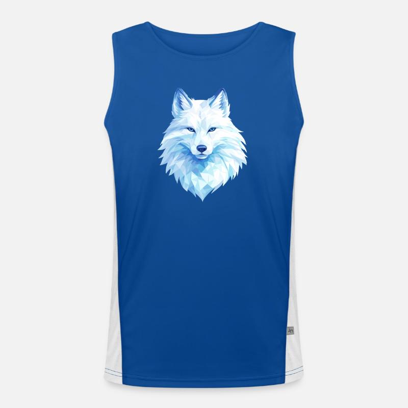 Polygon Wolf Eis Blau– Modern Art Funktionelles Kontrast-Tank Top für Männer 