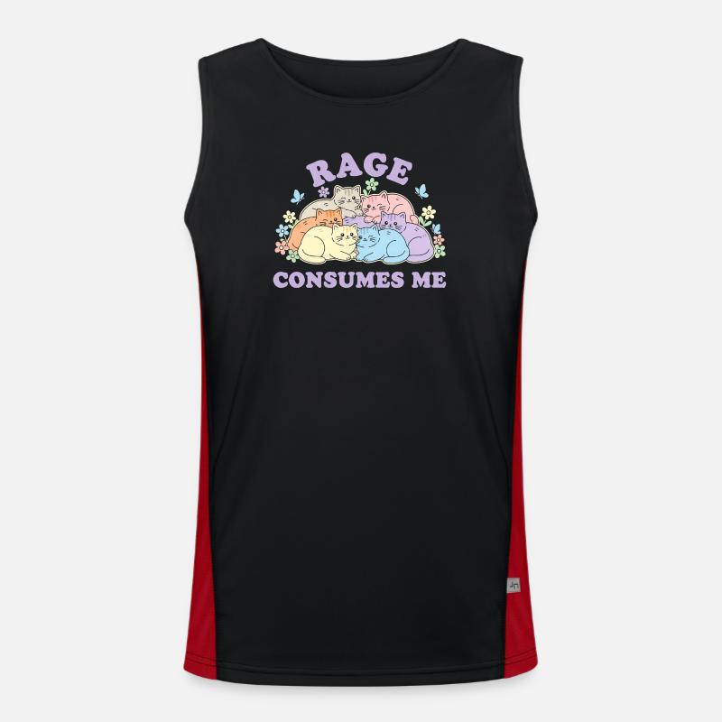 Pastel Cats Cuddly Cloud - Men's Functional Contrast Tank Top  - black/red
