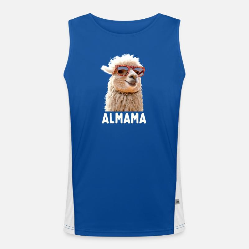 Almama Süßes Alpaka Mama Muttertag Lama Mom Mutter Funktionelles Kontrast-Tank Top für Männer 