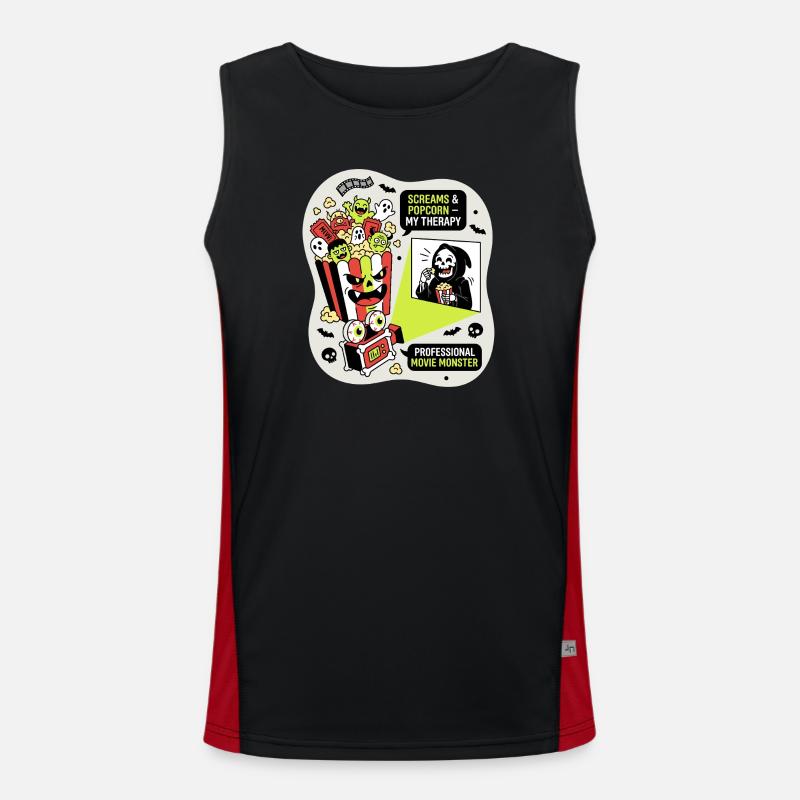 Popcorn Monster Therapy - Men's Functional Contrast Tank Top  - black/red