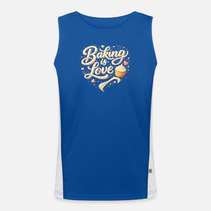 Baking is Love Backen Spruch Design  Funktionelles Kontrast-Tank Top für Männer 