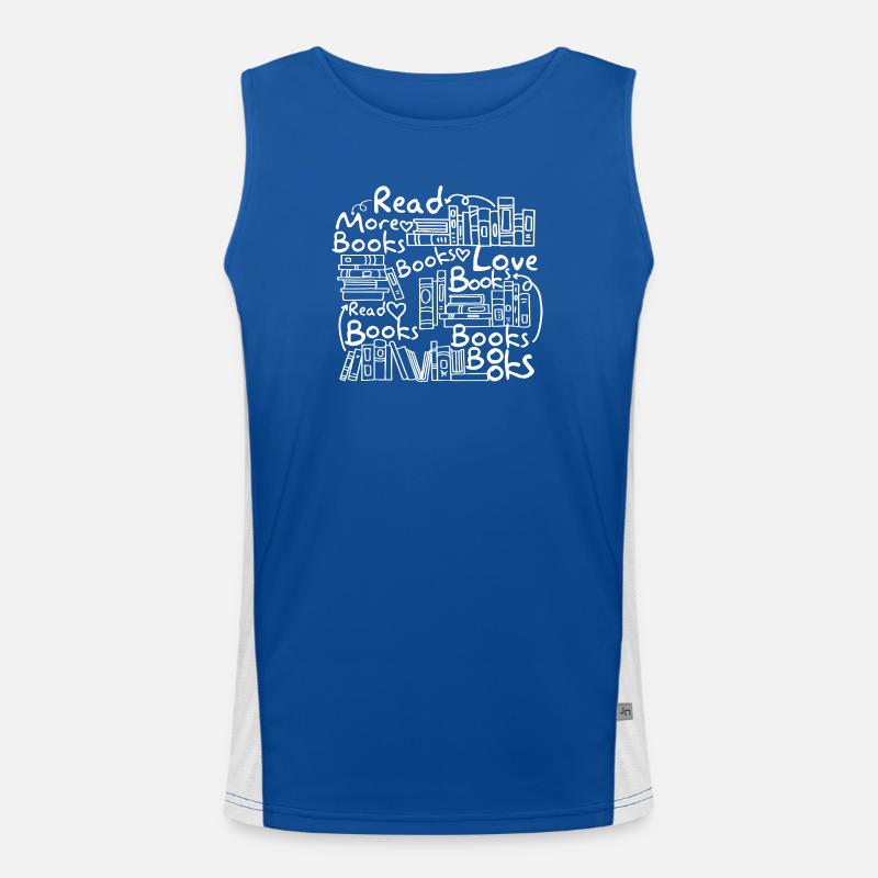 Stacked Books Sketch Men's Functional Contrast Tank Top 