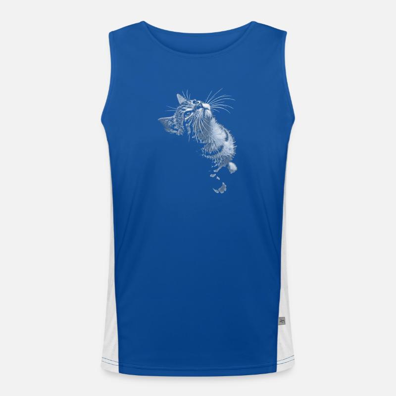 Graustufen Katzenschnurrer Blick Funktionelles Kontrast-Tank Top für Männer 