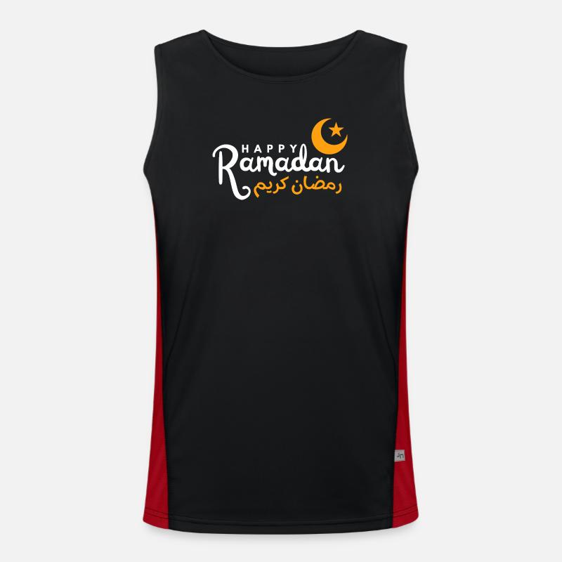 Ramadan Night Crescent Script - Men's Functional Contrast Tank Top  - black/red