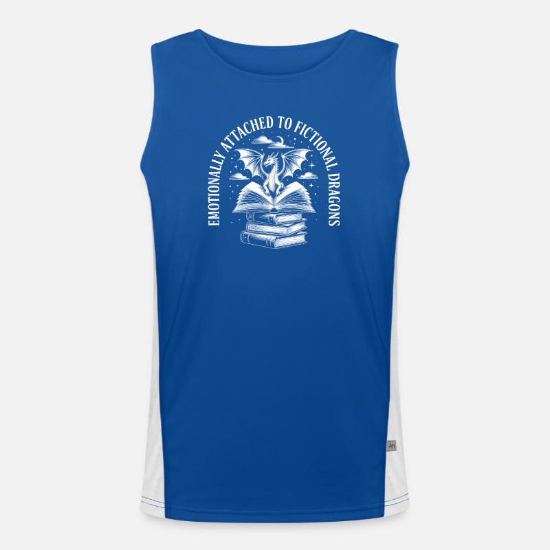Funny Novel Fantasy Dragon Reader Book Nerd Men's Functional Contrast Tank Top 