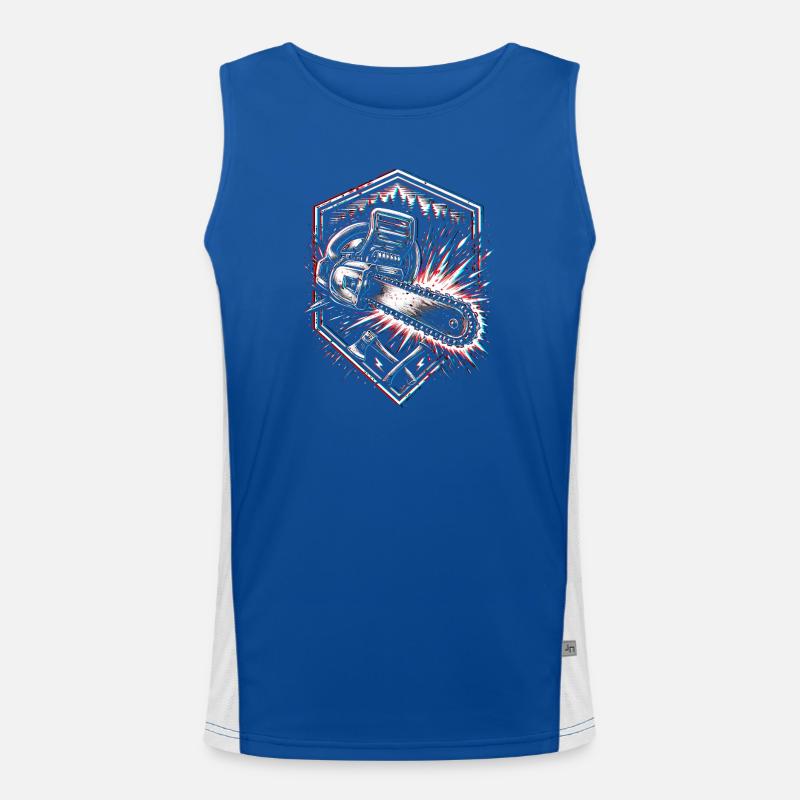 Chainsaw Axe Lumberjack Forest Design Men's Functional Contrast Tank Top 