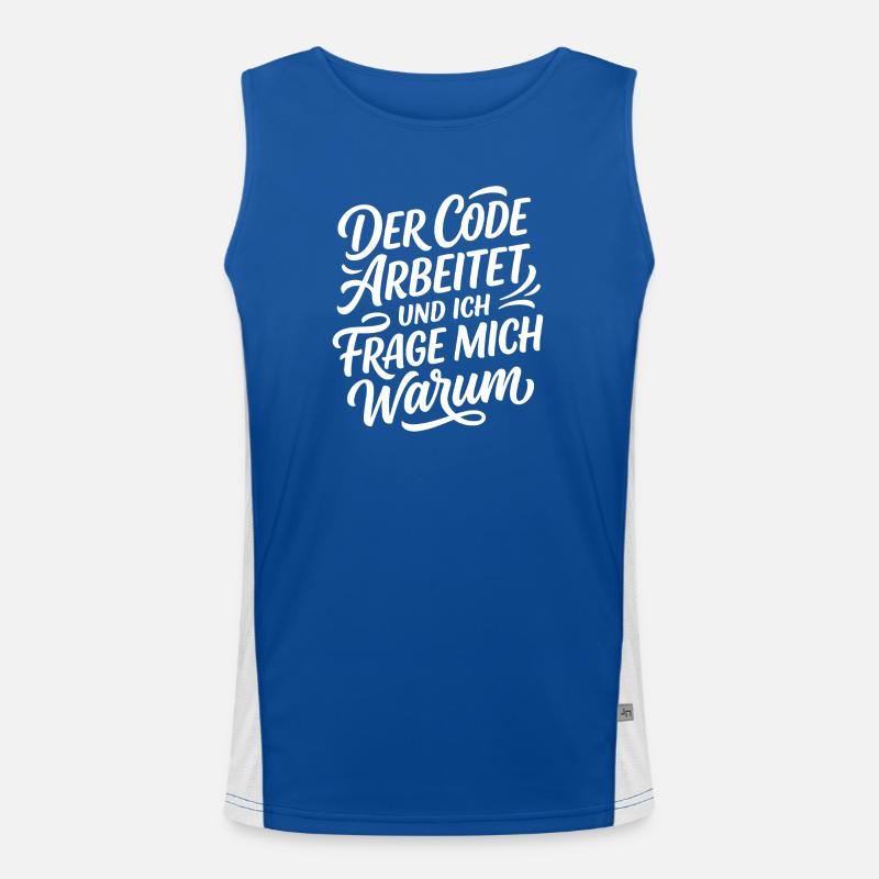 Coder arbeitet Spruch Humor Programmierer Funktionelles Kontrast-Tank Top für Männer 