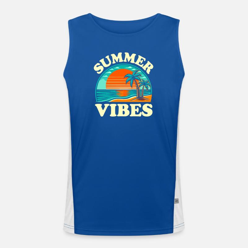 Summer Vibes Beach Sun Men's Functional Contrast Tank Top 