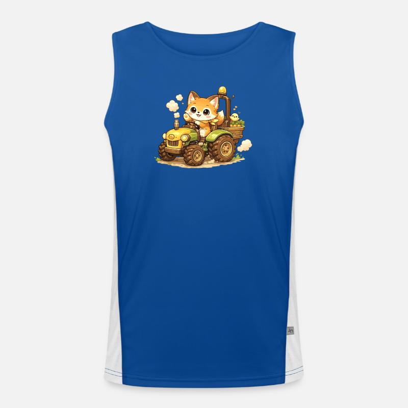 Fuchs auf dem Traktor Funktionelles Kontrast-Tank Top für Männer 