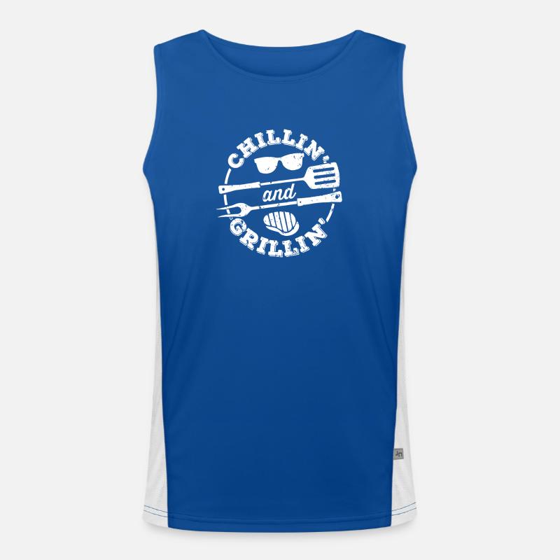 Grillin and Chillin BBQ Icon Men's Functional Contrast Tank Top 