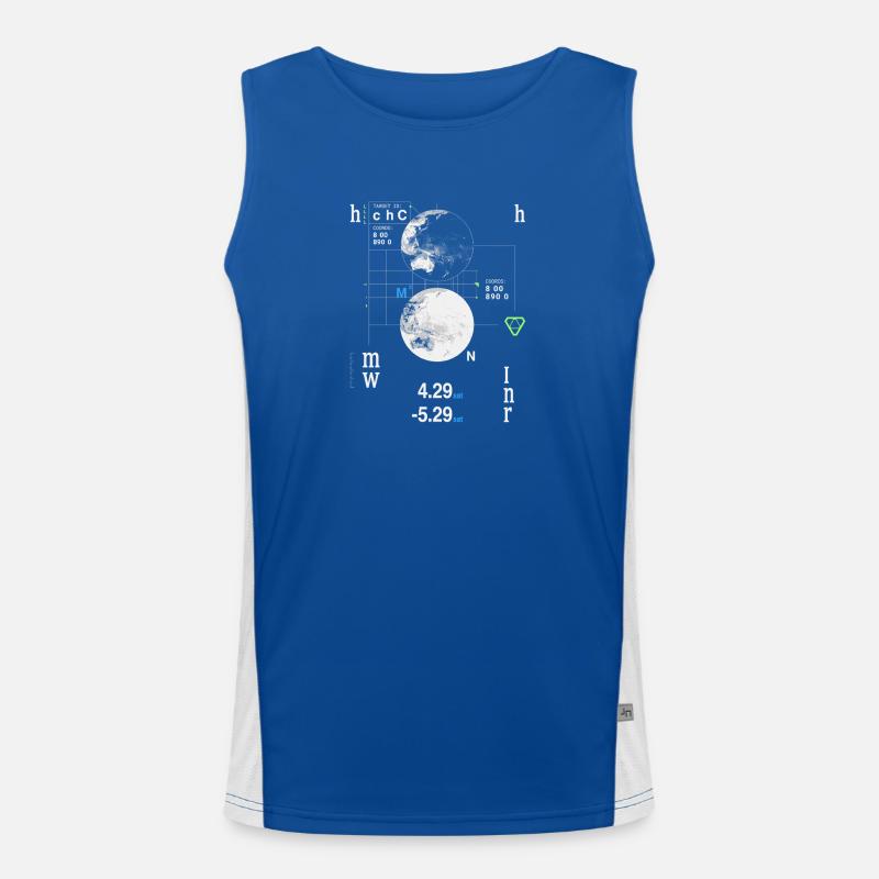 Futuristic HUD World Map Coordinates Men's Functional Contrast Tank Top 
