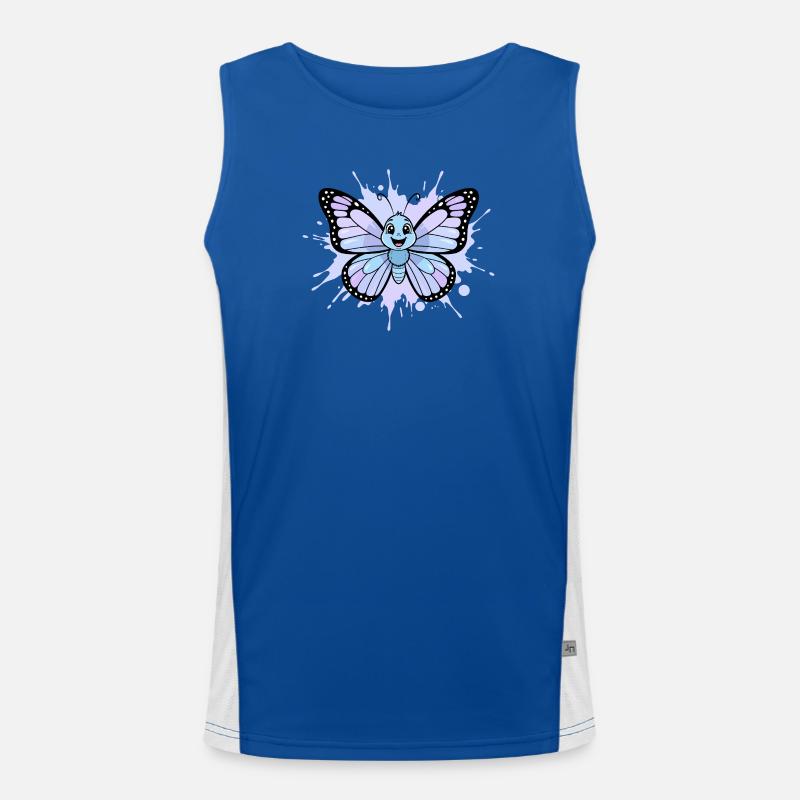 Blauer Schmetterling Spritzkunst Funktionelles Kontrast-Tank Top für Männer 