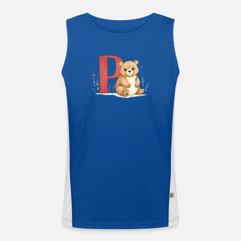 Bär mit Buchstabe P Funktionelles Kontrast-Tank Top für Männer 