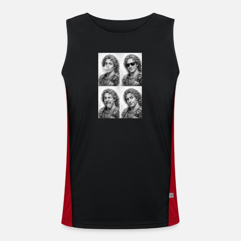 Fotostripe av Aleksander den store - Funksjonell kontrast-singlet for menn  - svart/rød