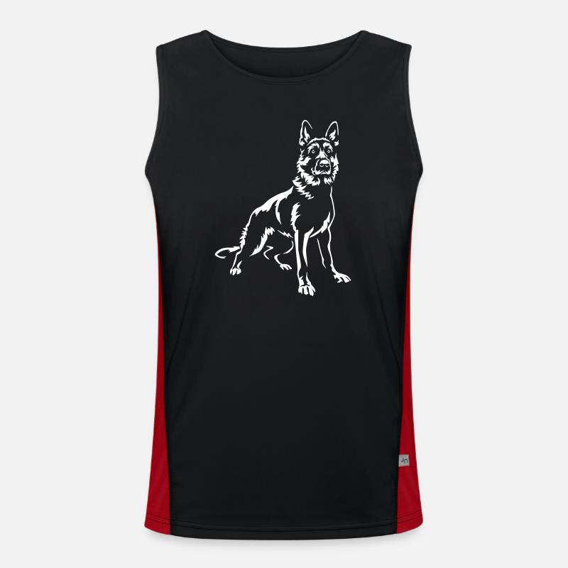 German Shepherd "Black Edition" - Men's Functional Contrast Tank Top  - black/red