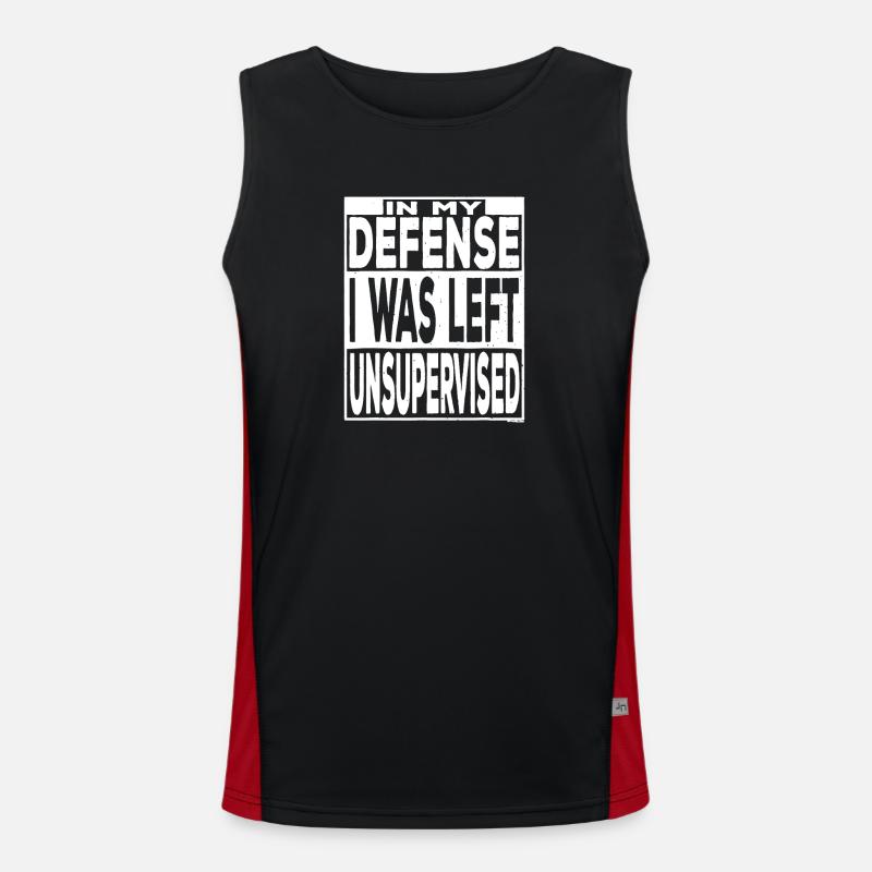 Left Unsupervised Defense Tee - Men's Functional Contrast Tank Top  - black/red