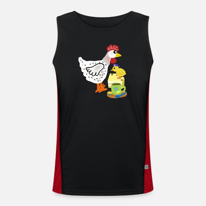 Breakfast Chicken Cake Chick Duo - Men's Functional Contrast Tank Top  - black/red