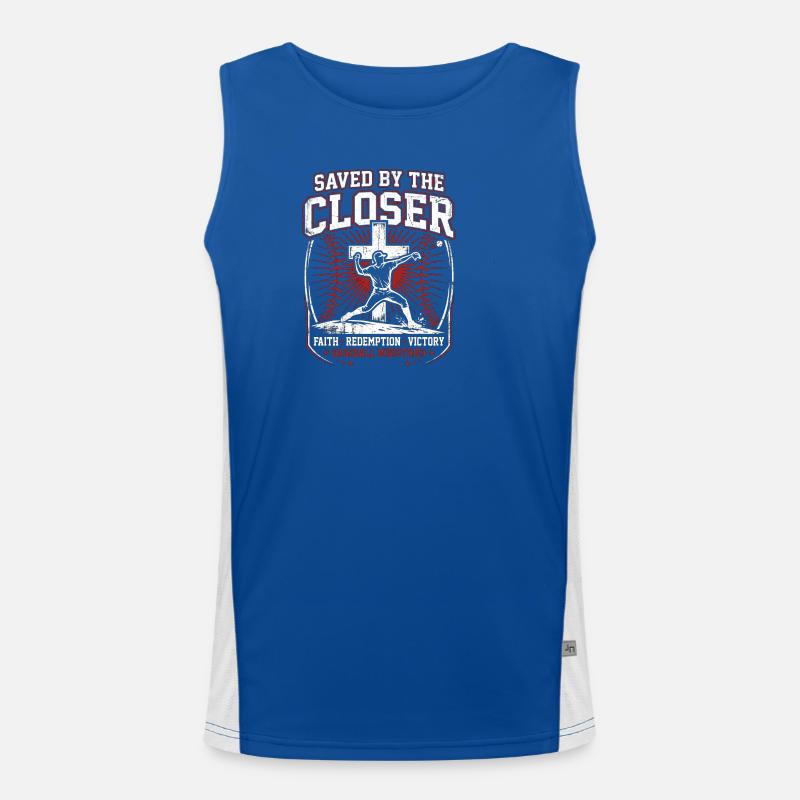 Saved By The Closer Christlicher Baseball Jesus Funktionelles Kontrast-Tank Top für Männer 
