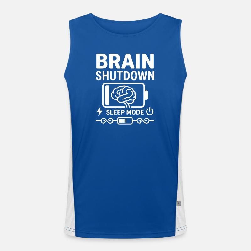 Brain Shutdown Sleep Mode Humor Akku Leer Funktionelles Kontrast-Tank Top für Männer 