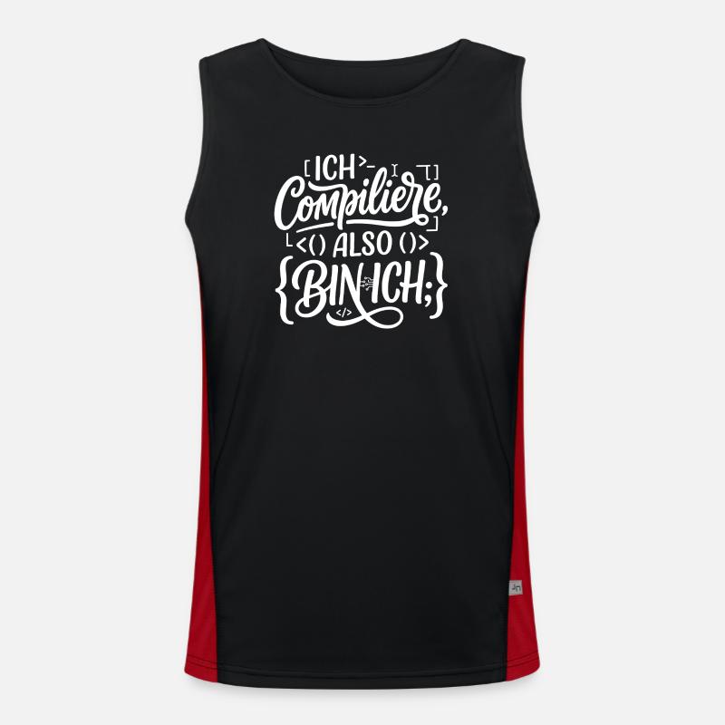 Ich compiliere also bin ich Coder - Funktionelles Kontrast-Tank Top für Männer - Schwarz/Rot