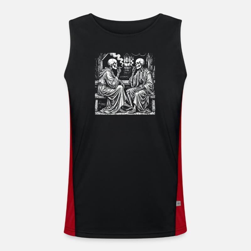 Midnight Skeleton Tea Chat - Men's Functional Contrast Tank Top  - black/red
