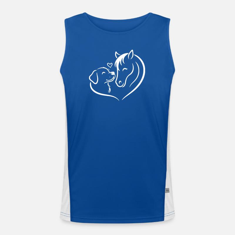 Pferd Hund Herz Liebe Team Funktionelles Kontrast-Tank Top für Männer 