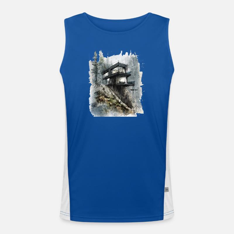 Waldglashütte auf der Klippe Funktionelles Kontrast-Tank Top für Männer 