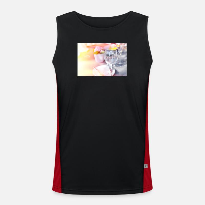 Sunlit Glassware on wedding table - Men's Functional Contrast Tank Top  - black/red