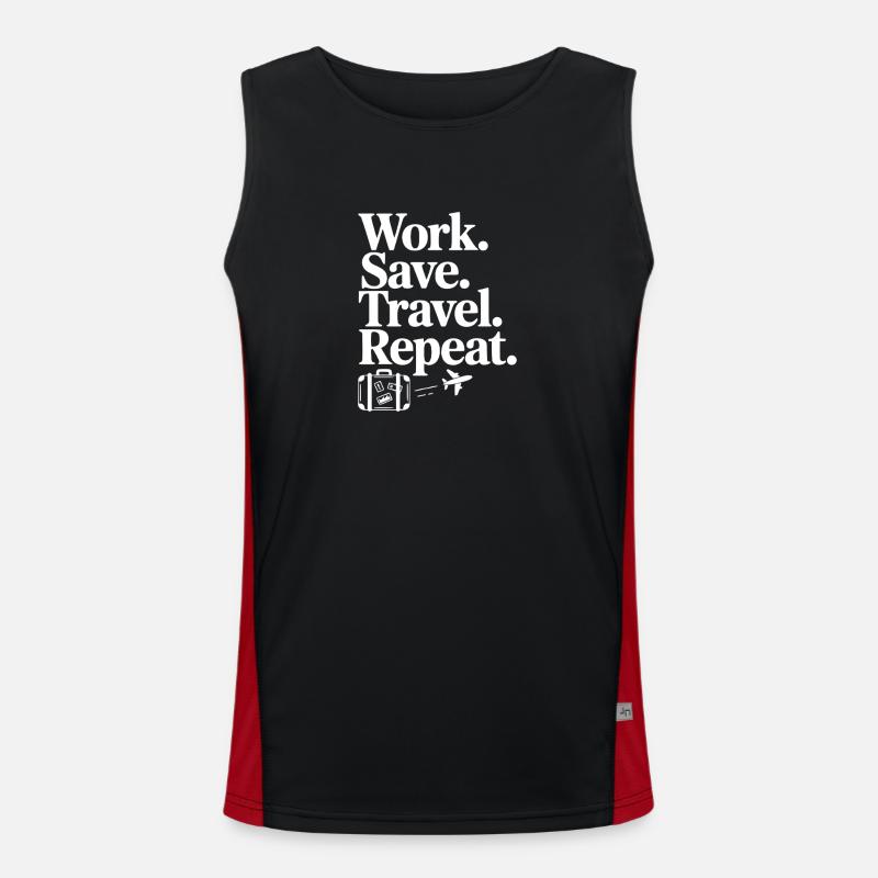 Work. Save. Travel. Repeat. - Men's Functional Contrast Tank Top - black/red