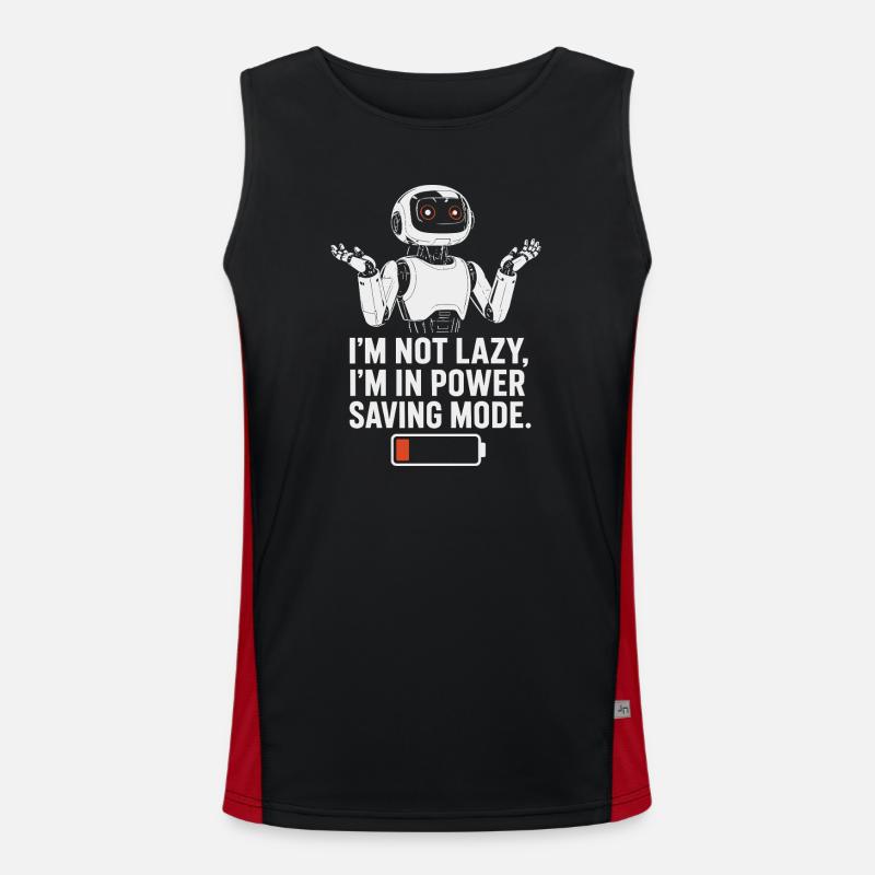 Power Saving Mode Robot - Men's Functional Contrast Tank Top  - black/red