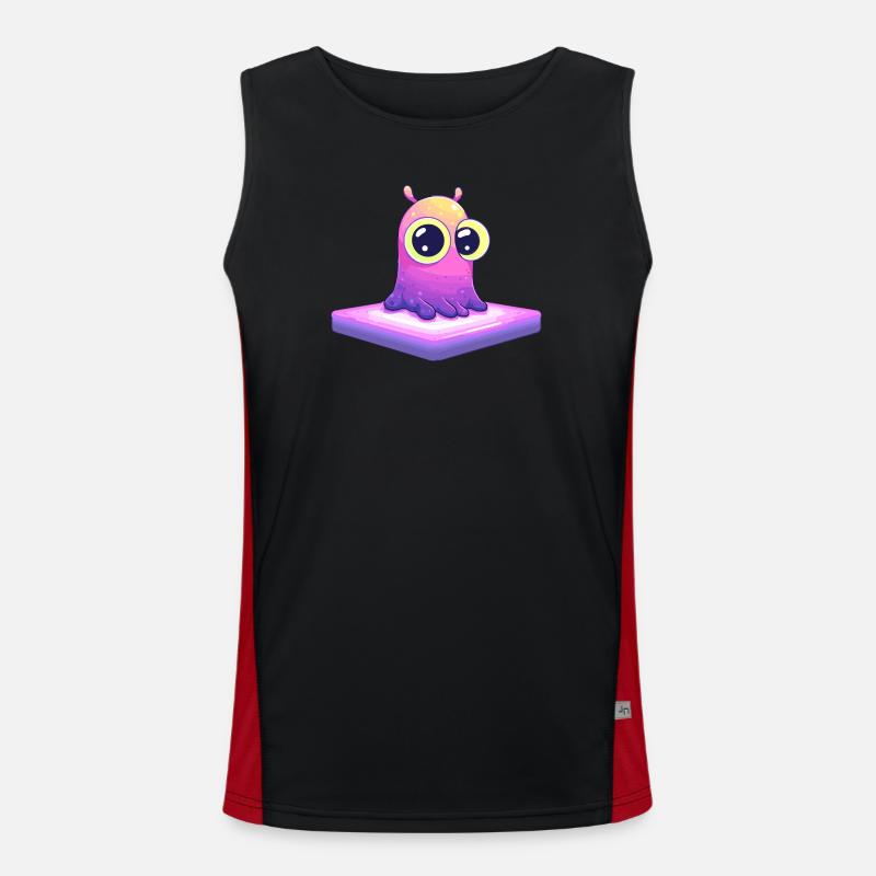 Kleiner Pixelfreund auf Plattform Funktionelles Kontrast-Tank Top für Männer 