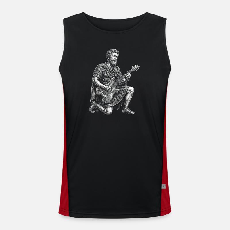 Marcus Aurelius plays guitar - Men's Functional Contrast Tank Top  - black/red