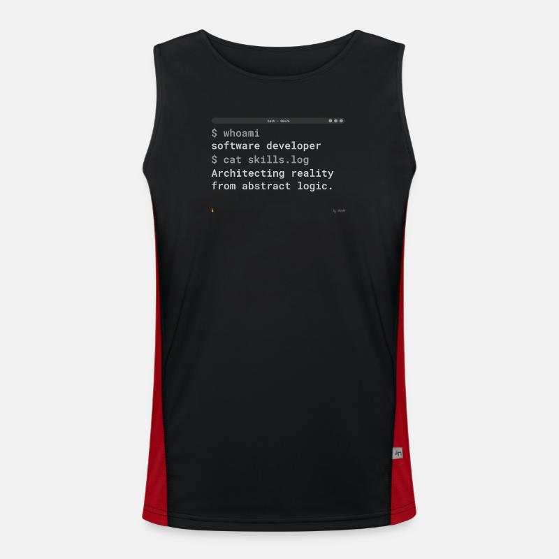 Software Developer Coding Terminal Shirt - Funktionelles Kontrast-Tank Top für Männer  - Schwarz/Rot
