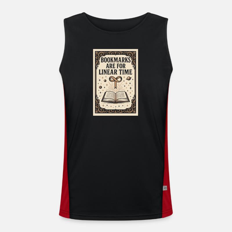 Linear Time Bookmarks | Sci-Fi Book - Men's Functional Contrast Tank Top  - black/red