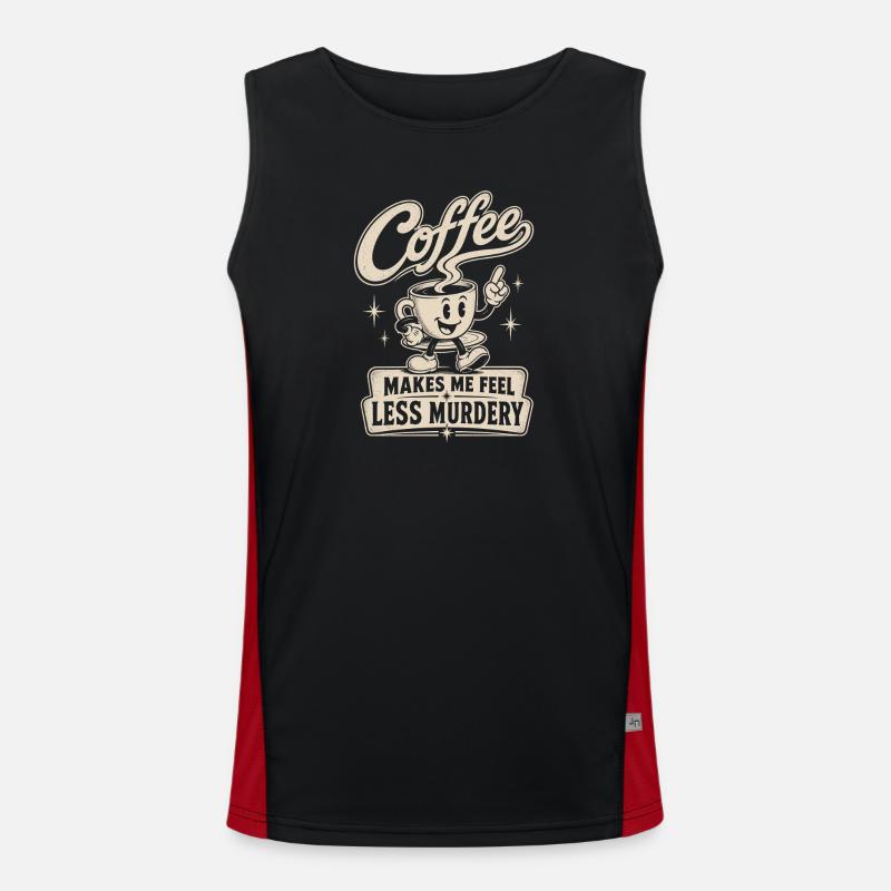 Coffee makes me less murderous - Men's Functional Contrast Tank Top  - black/red