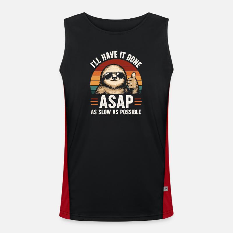 Slow As Possible Sloth Retro - Men's Functional Contrast Tank Top  - black/red