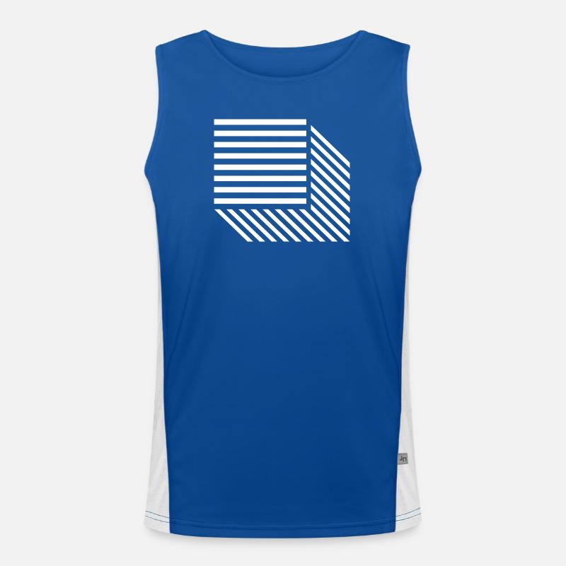Geometric Diagonal Stripe Mosaic Men's Functional Contrast Tank Top 