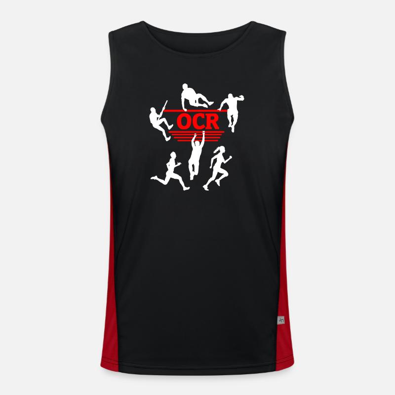 OCR Red – Obstacle Silhouette Design - Men's Functional Contrast Tank Top - black/red