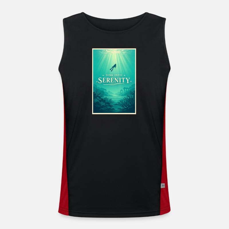 Immerse yourself in peace | Diving - Men's Functional Contrast Tank Top  - black/red