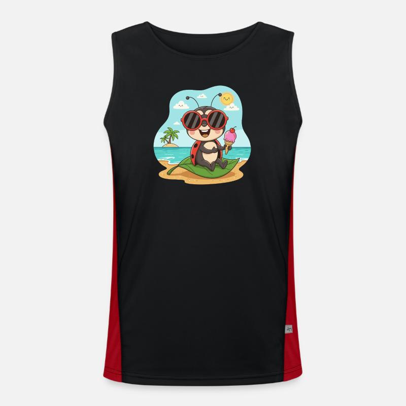 Strandkäfer mit Eis und Sonnenbrille - Men's Functional Contrast Tank Top  - black/red