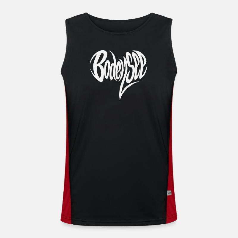 Lake Constance Flowing Lettering - Men's Functional Contrast Tank Top  - black/red
