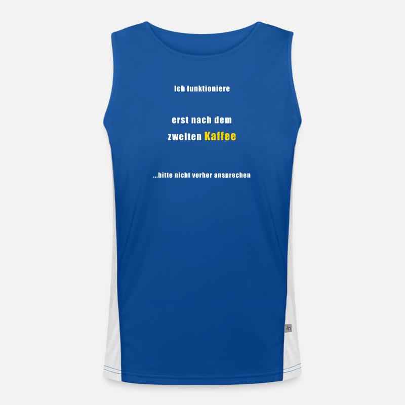 Kaffee Spruch: Erst nach dem 2. Kaffee Funktionelles Kontrast-Tank Top für Männer 