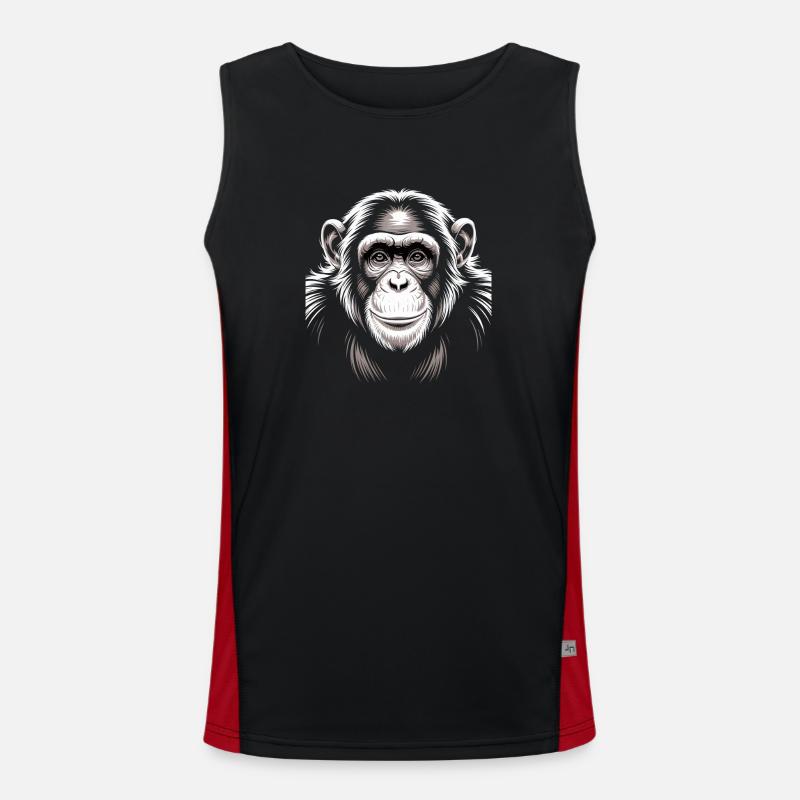 Monkey Chimpanzee - Men's Functional Contrast Tank Top  - black/red