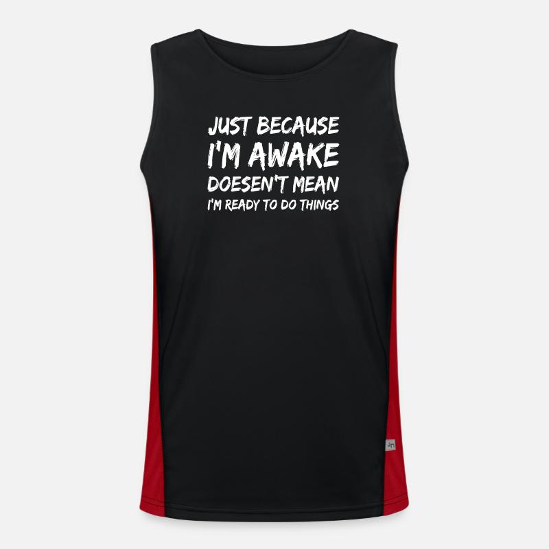 Awake But Unready Quote Tee - Men's Functional Contrast Tank Top  - black/red