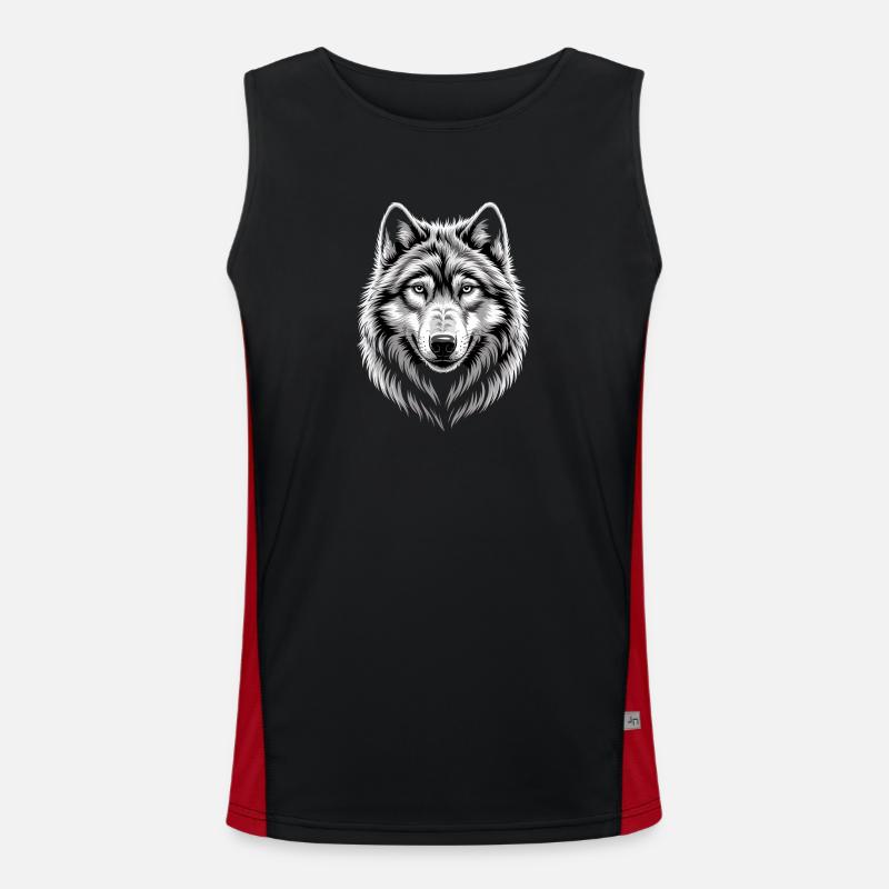 Wolf - Men's Functional Contrast Tank Top - black/red