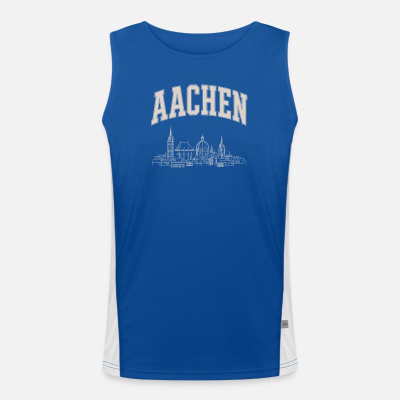 Aachen Skyline Panorama Funktionelles Kontrast-Tank Top für Männer 