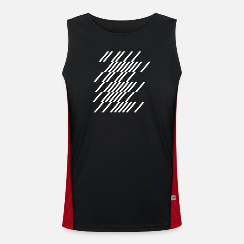 Diagonal Stripe Geom Pattern - Men's Functional Contrast Tank Top  - black/red